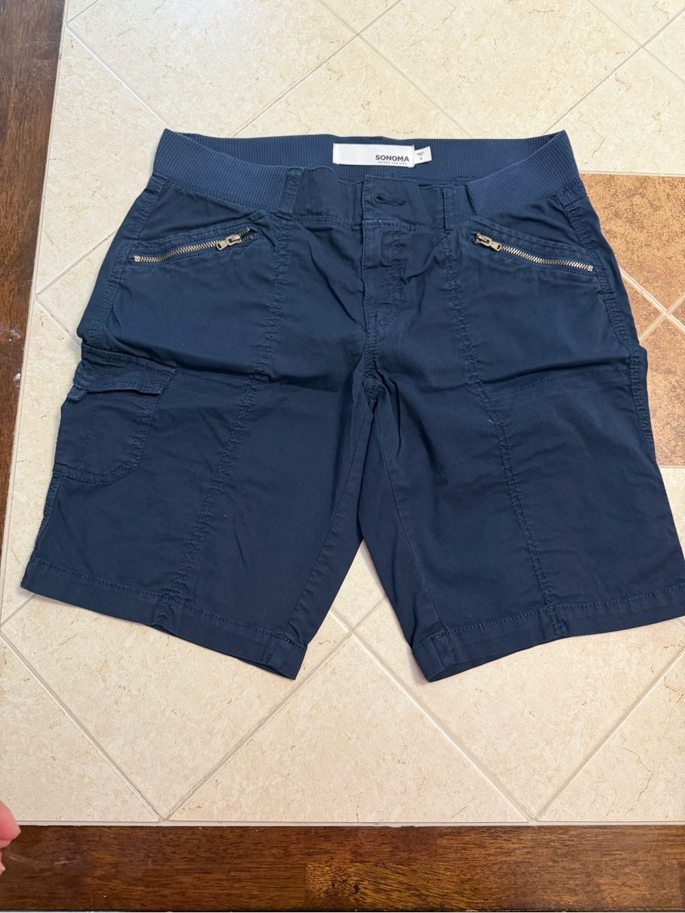 Sonoma Dark Navy Cargo Shorts with Zip Pockets